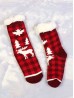 Reindeer Theme Plaid Indoor Anti-Skid Slipper Socks